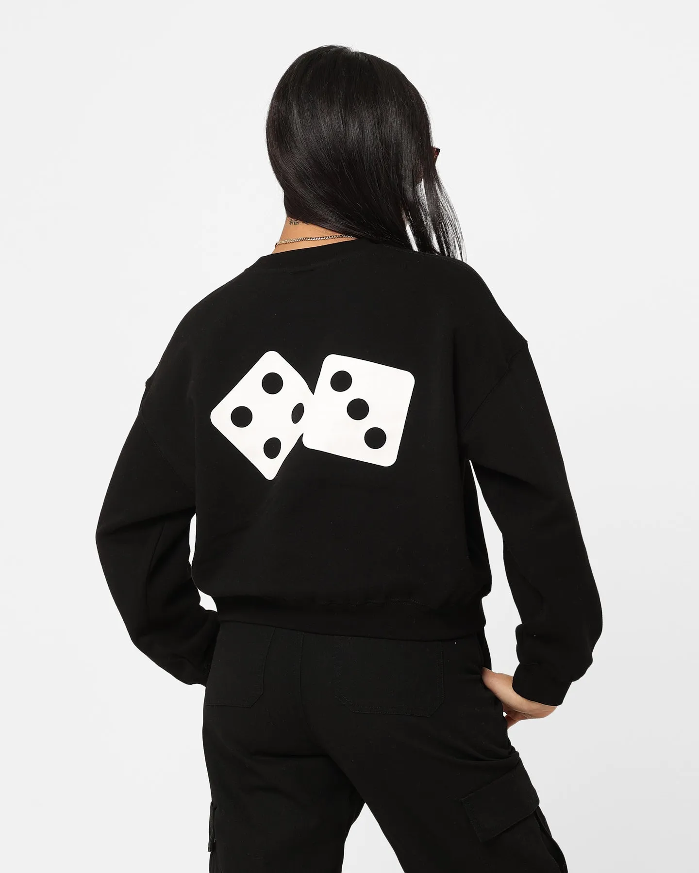 Stussy Women's Dice Cropped Crewneck Black