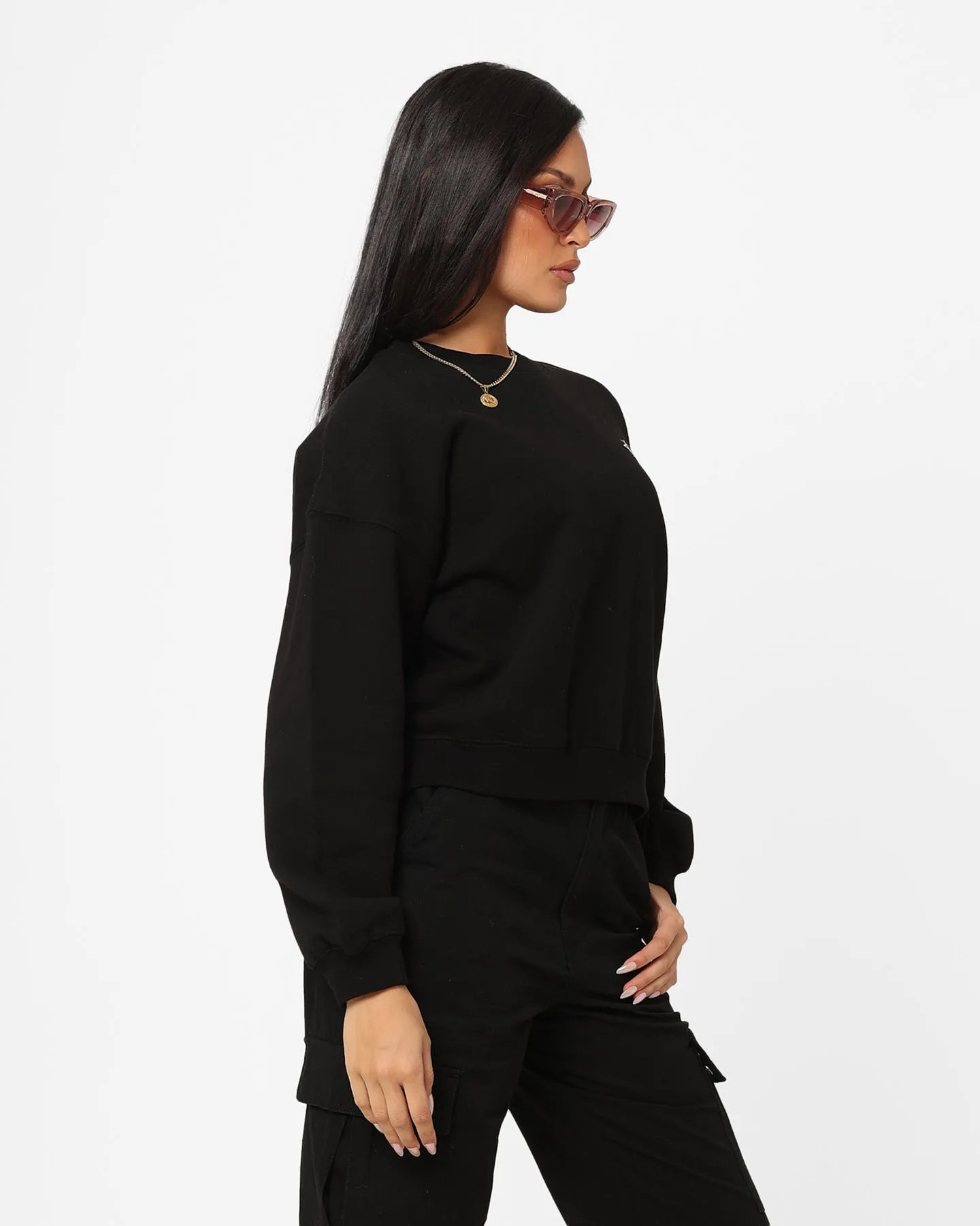 Stussy Women's Dice Cropped Crewneck Black