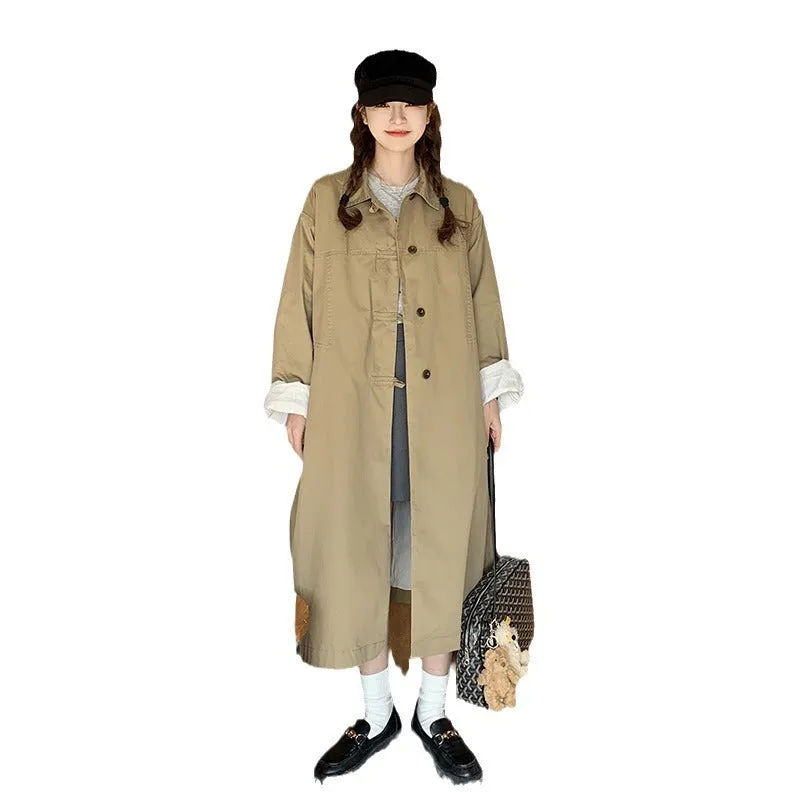 TAVIMART  -  Khaki Trench Coat Women's Mid-Length Spring and Autumn New High-Grade Coat Small British Style Coat Korean Style