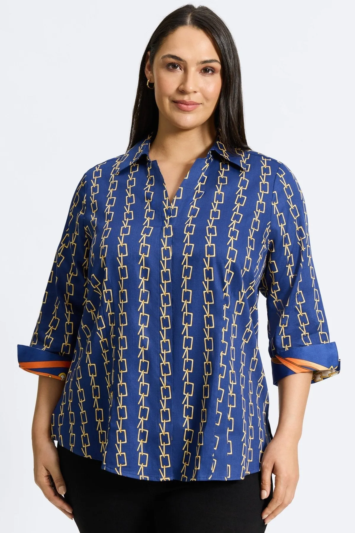 Taylor Plus No Iron Chain Stripe Print Shirt