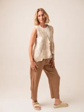 Transit Par Such Linen Pant with Viscose Detail in Rust