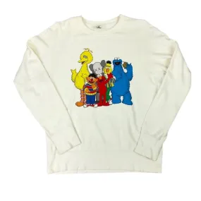 Vintage 00s Cream Uniqlo Kaws Sesame Street Hypebeast Rare Crew Neck Jumper M