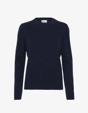 Women Light Merino Wool Crew - Navy Blue