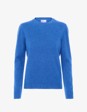 Women Light Merino Wool Crew - Pacific Blue