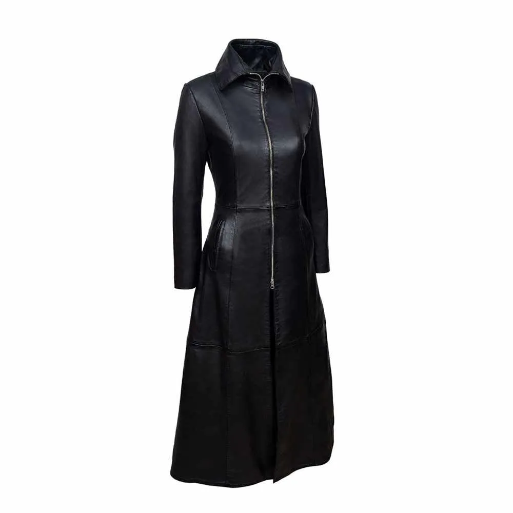 Women Vampire Black Leather Coat