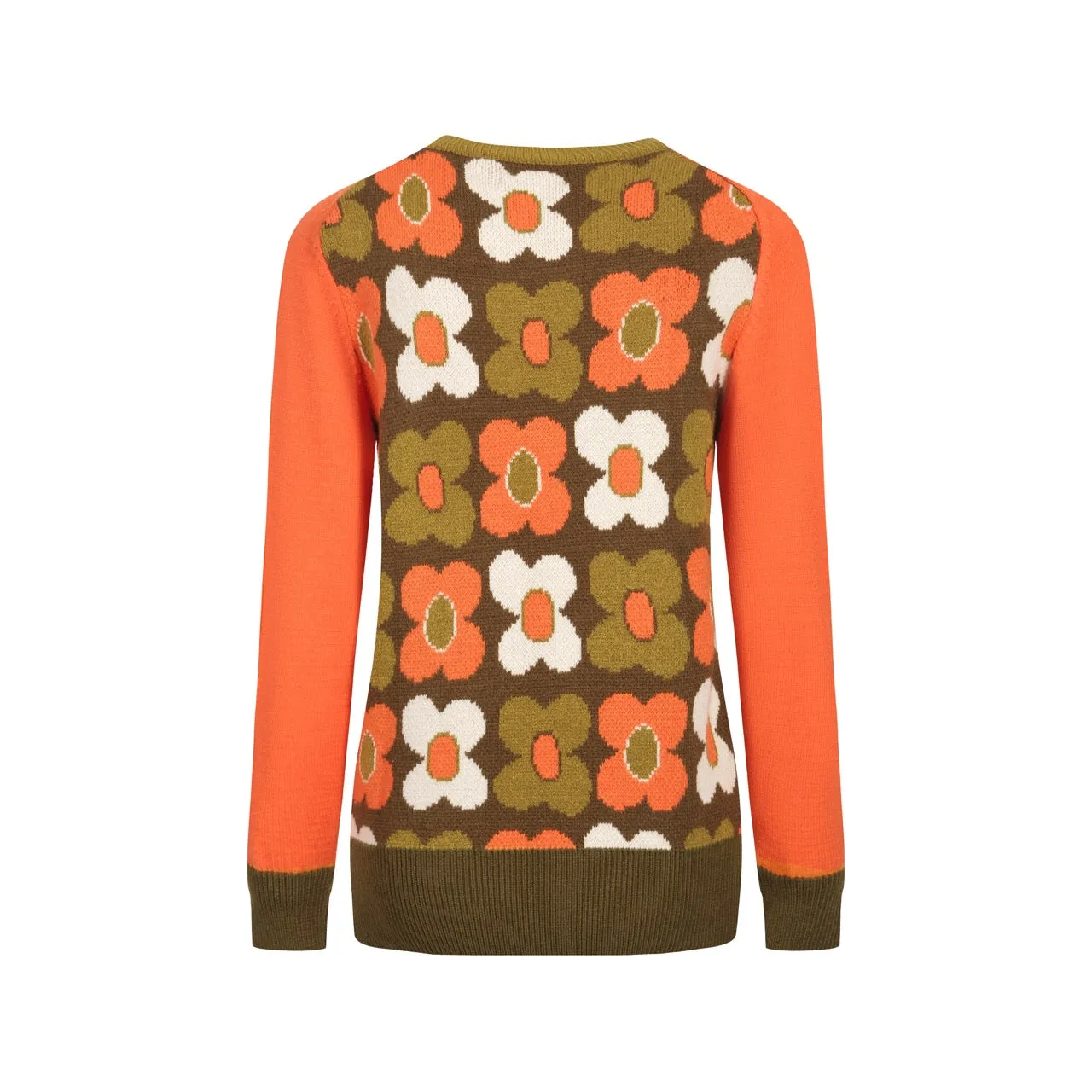 Women's orange vintage sunflower knitwear