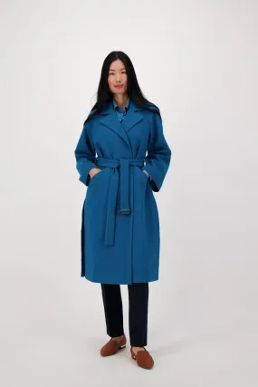 Wool Blend Coat With Notched Lapel Collar