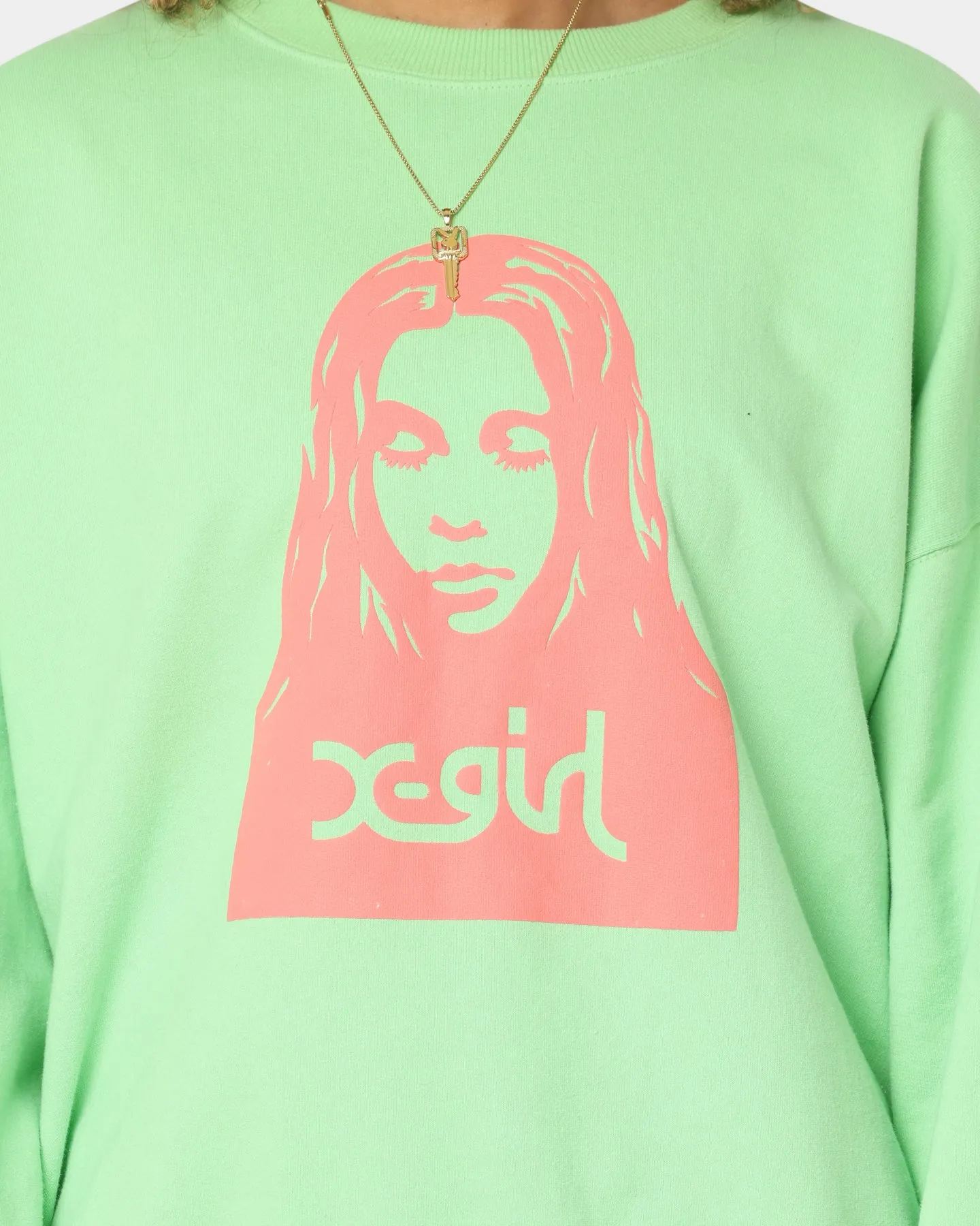 X-Girl Women's Face Crewneck Lime