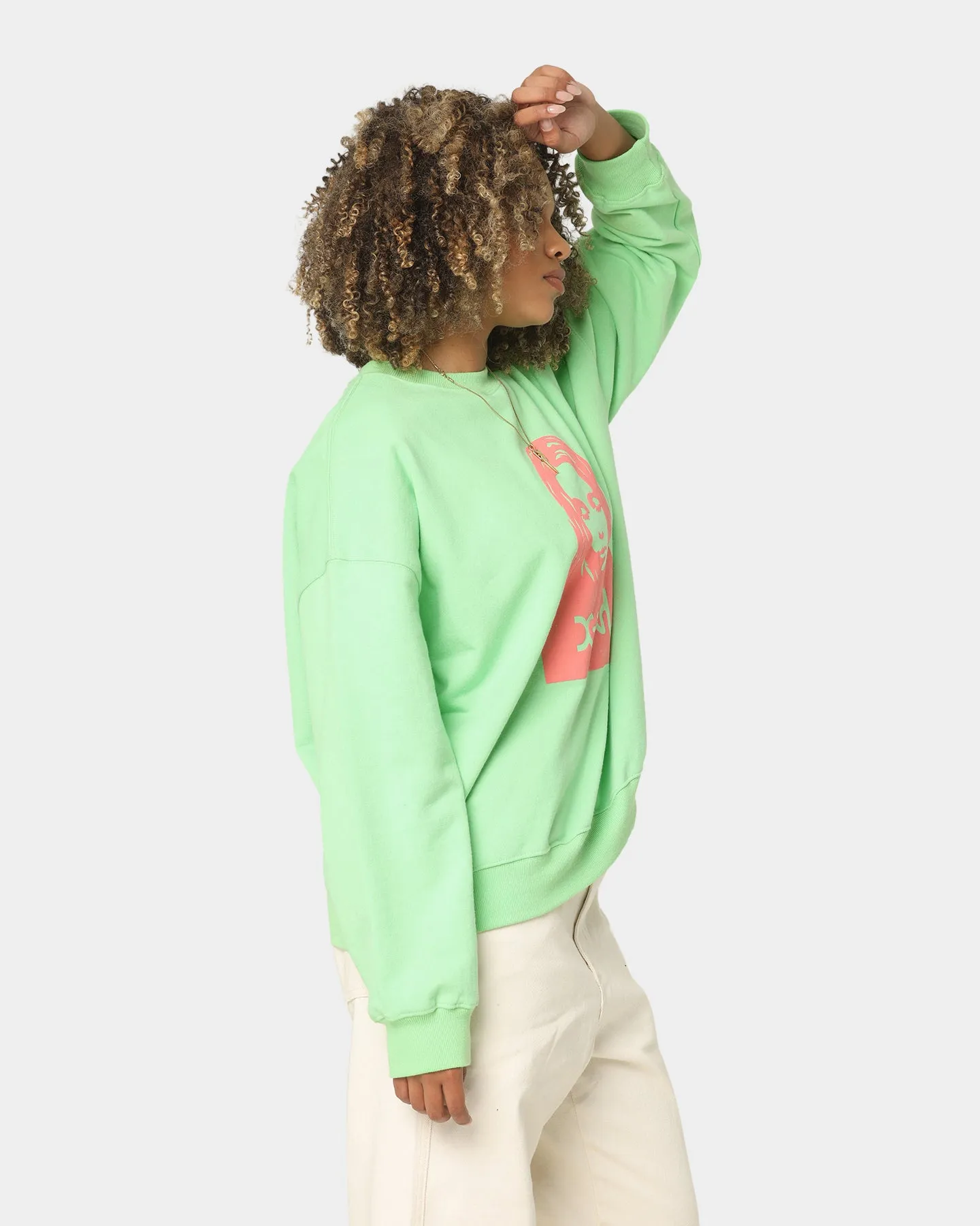 X-Girl Women's Face Crewneck Lime